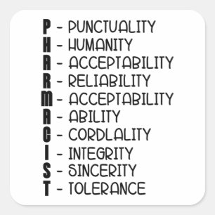 Pharmaziekonzept Mediziner Pharmazeutischer Untern Quadratischer Aufkleber