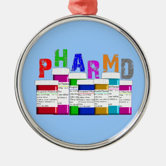 PharmD Apotheken-Studenten-Weihnachtsverzierung Silbernes Ornament (Vorne)