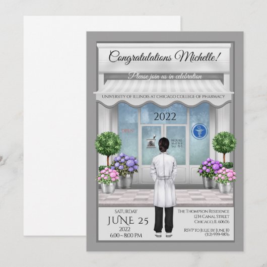 PharmD Ärztlicher Abschluss Einladung (Vorne/Hinten)