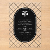 PharmD Doktor der Pharmazie Abschluss Karo Muster Acryleinladungen (Vorderseite)