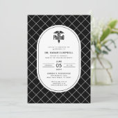 PharmD Doktor der Pharmazie Abschluss Karo Muster Einladung (Stehend Vorderseite)