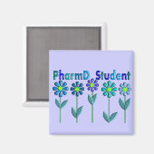 PharmD Student BLUE FLOWERS Magnet (Vorderseite/Rückseite)