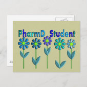 PharmD Student BLUE FLOWERS Postkarte (Vorne/Hinten)