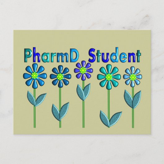PharmD Student BLUE FLOWERS Postkarte (Vorderseite)