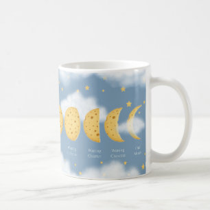 Phasen der Käse Moon Gray Sky Lunar Diagramm Kaffeetasse