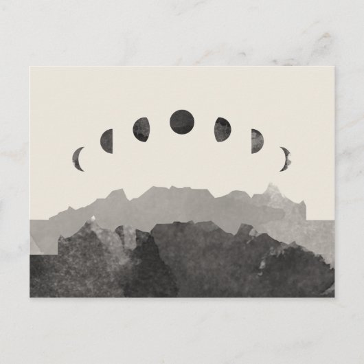 Phasen der Mondastronomie Wasserfarbe Postkarte (Vorderseite)