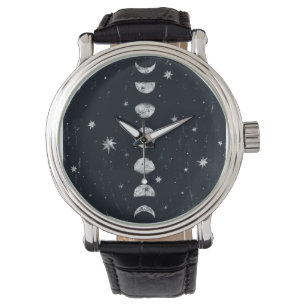 Phasen der Mondbeobachtung Armbanduhr