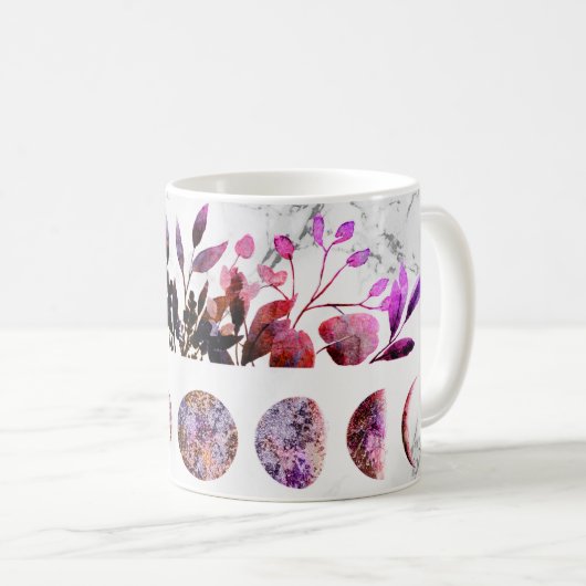 Phasen des botanischen Amethyst Opal Moon Kaffeetasse (VorderseiteRechts)