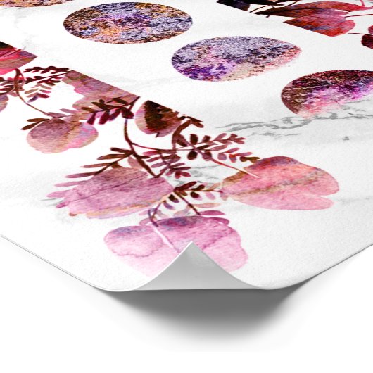 Phasen des botanischen Amethyst Opal Moon Poster (Ecke)