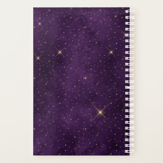 Phasen des Goldmonds auf Lila Sternen Planer (Rückseite)