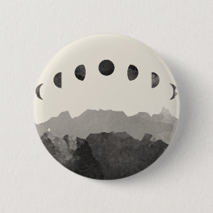 Phasen des Mond-Astronomie-Raum-Aquarells Button