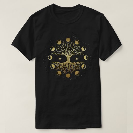 Phasen des Mond Tree of Life Mystical Zen Yoga T-Shirt (Design vorne)