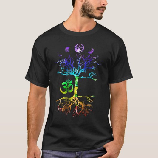 Phasen des Mondbaums Om Chakra T-Shirt (Vorderseite)