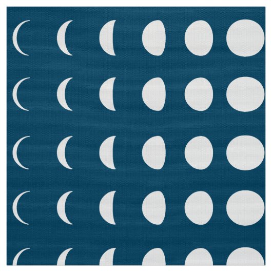Phasen des Mondes auf Deep Midnight Blue Stoff (Muster)