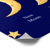 Phasen des Mondes mit Sternen Käseschneidkarte Poster (Ecke)