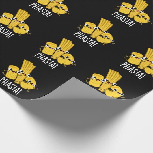 Phasta Funny Fast Pasta Pun Dark BG Geschenkpapier (Ecke)