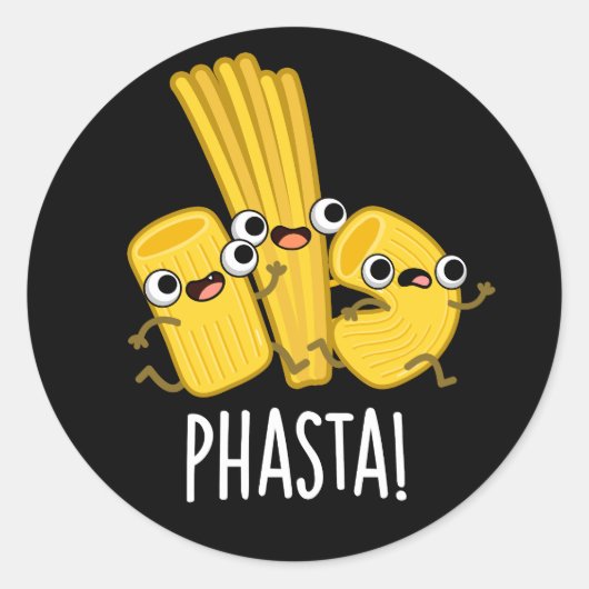 Phasta Funny Fast Pasta Pun Dark BG Runder Aufkleber (Vorderseite)