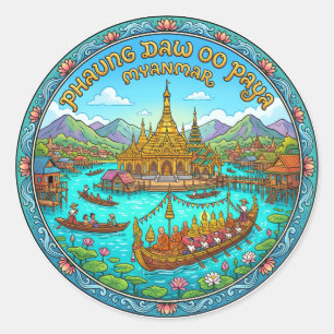 Phaung Daw Oo Paya Myanmar Runder Aufkleber