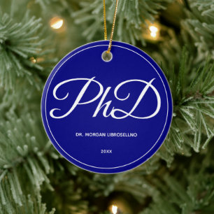 PhD Abschluss Blue Name Year Keramik Ornament
