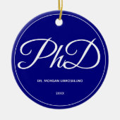 PhD Abschluss Blue Name Year Keramik Ornament (Vorne)