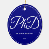 PhD Abschluss Blue Name Year Keramik Ornament (Links)