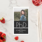 PhD-Abschluss für Schwarz-weißes Foto Serviette (Beispiel)