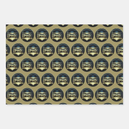 PhD Abschluss Gold Geschenkverpackung Gewebepapier Geschenkpapier Set (Vorderseite 2)