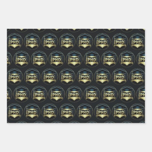 PhD Abschluss Gold Geschenkverpackung Gewebepapier Geschenkpapier Set (Vorderseite)