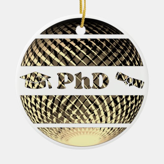 PhD Abschluss Gold Keramik Ornament (Vorne)