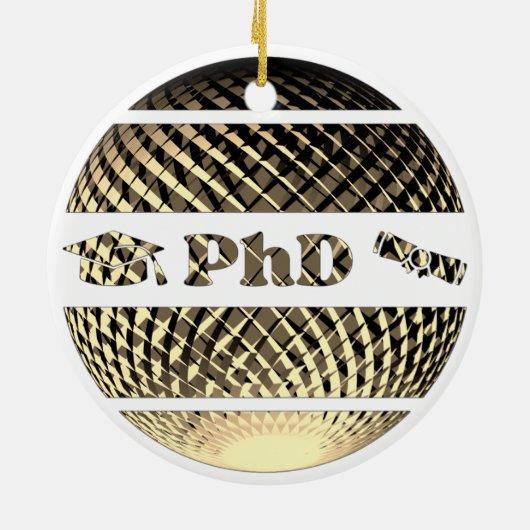 PhD Abschluss Gold Keramik Ornament (Hinten)