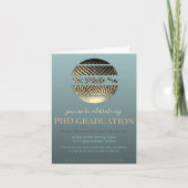 PhD Abschluss Goldblauer Einladungskarte (Vorderseite)