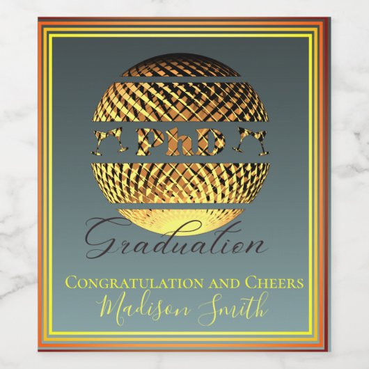 PhD Abschluss Graduierte personalisierbares Weinet Weinetikett (Einzelnes Label)