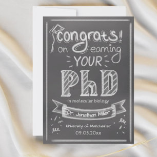 PhD Abschluss Grußkarte Chalkboard Universität Dankeskarte
