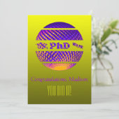 PhD Abschluss Grußkarte farbig Einladung (Stehend Vorderseite)