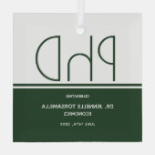 PhD-Abschluss mit weißem grünem Keepsake Ornament Aus Glas (Rückseite)