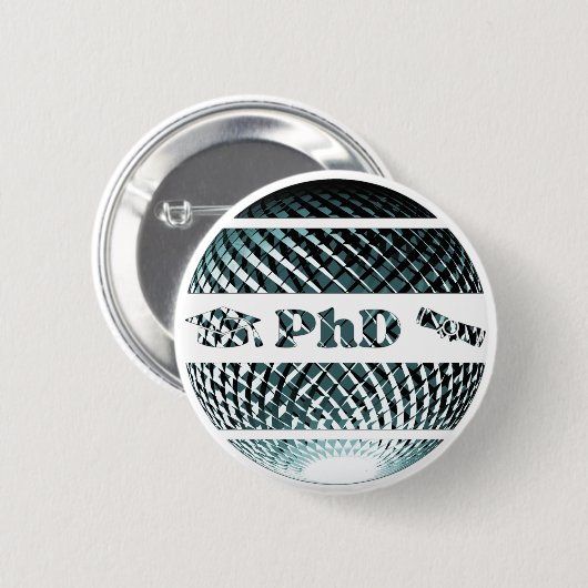 PhD Abschluss platinblau Button (Vorne & Hinten)