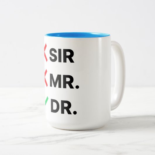 PhD-Abschluss Zweifarbige Tasse (VorderseiteRechts)