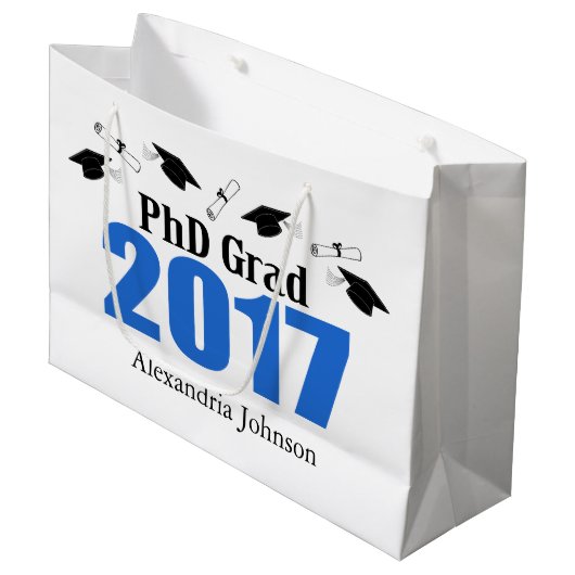 PhD-Absolvent-Abschluss-Geschenk-Tasche 2017 Große Geschenktüte (Vorderseite Schrägansicht)