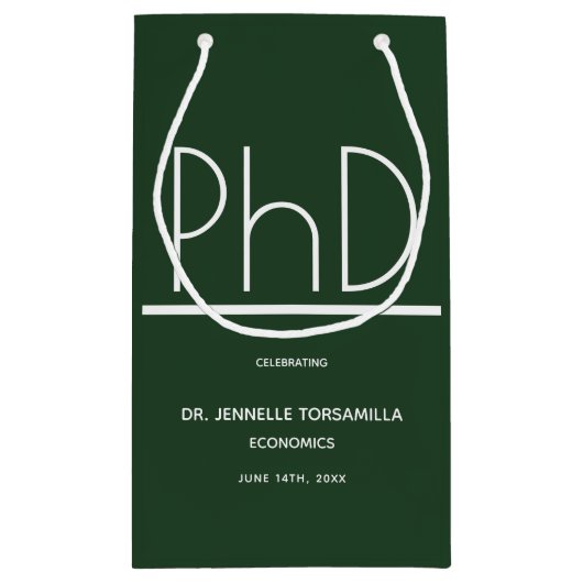 PhD-Absolvent Partei Small Green Kleine Geschenktüte (Rückseite)