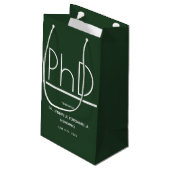PhD-Absolvent Partei Small Green Kleine Geschenktüte (Rückseite Schrägansicht)