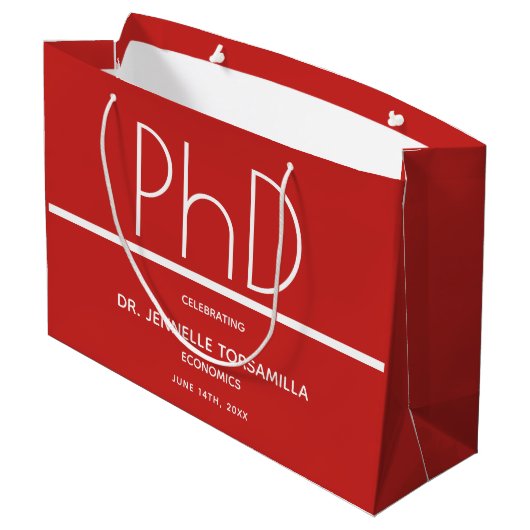 PhD-Absolventen Große Geschenktüte (Rückseite Schrägansicht)