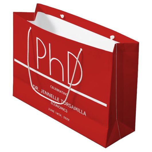 PhD-Absolventen Große Geschenktüte (Vorderseite Schrägansicht)