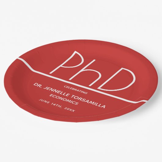 PhD-Absolventen Pappteller (Schrägansicht)