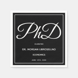 PhD Black Graduation Party Napkins Serviette