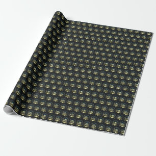 Phd Cap Gold Schwarzes Muster Doktorgrad Geschenkpapier