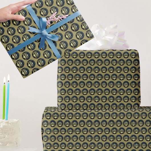 Phd Cap Gold Schwarzes Muster Doktorgrad Geschenkpapier