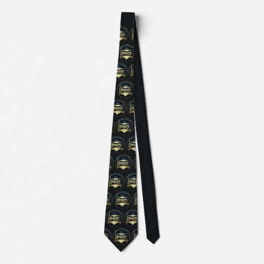 Phd Cap Gold Schwarzes Muster Doktorgrad Krawatte (Vorderseite)