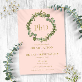 PhD Degree Blush Pink Garland Abschluss Einladung