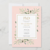 Phd Degree Blush Pink Greenerity Foto Abschluss Einladung (Vorderseite)
