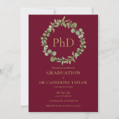 PhD-Degree Burgundy Red Garland Graduation Party Einladung (Vorderseite)